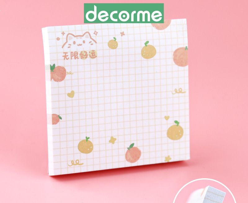 Giấy note ghi nhớ DecorMe dễ thương FRUIT 8*8cm tập 80 tờ