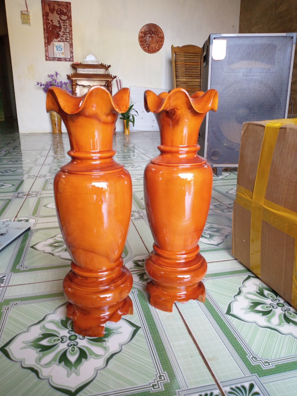 CẶP LỤC BÌNH GỖ TRÀM CAO 41CM X 14CM