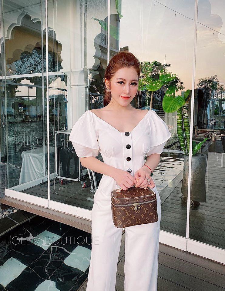 Sét bộ áo tay phồng đính nút