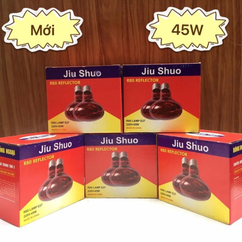 Combo 10 Bóng Đèn Hồng Ngoại 45W Úm Gà, Sưởi Gia Cầm, Sưởi Heo