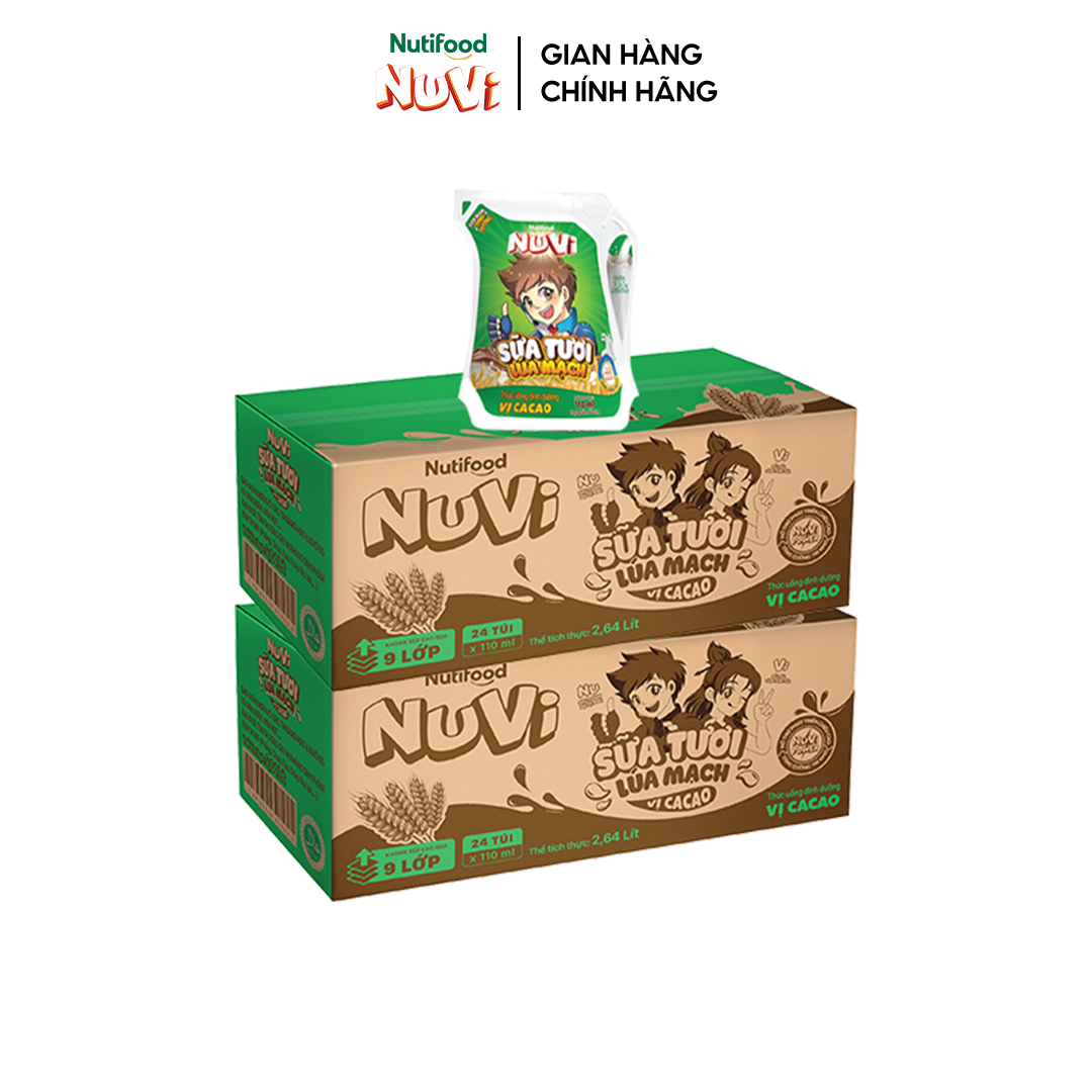 NuVi Combo 2 Thùng Thức Uống Sữa Tươi Trái Cây 110ml (110ml x 48 gói)