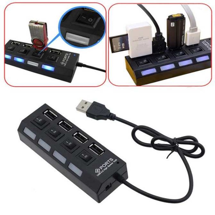 Hub Chia 4 Cổng Usb Có Công Tắc