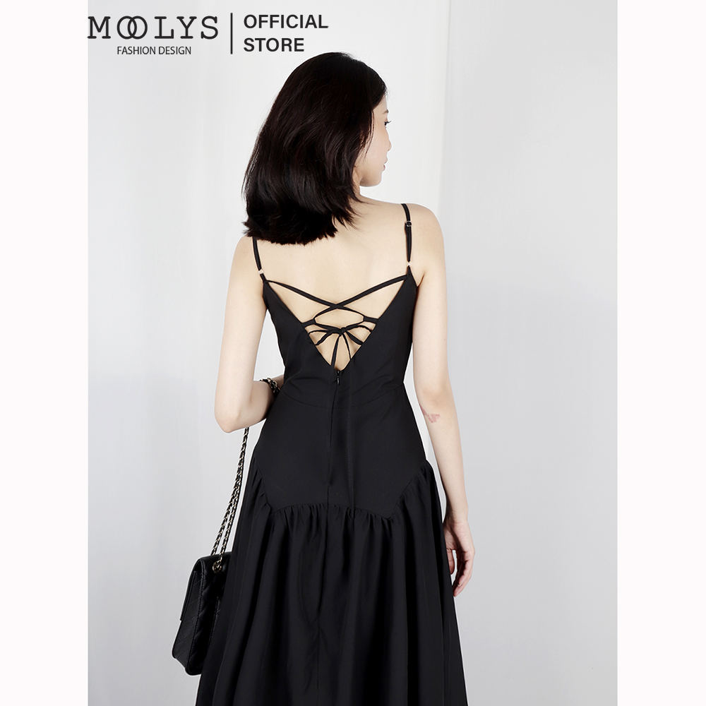 Đầm dự tiệc hai dây midi sang chảnh Moolys MD016