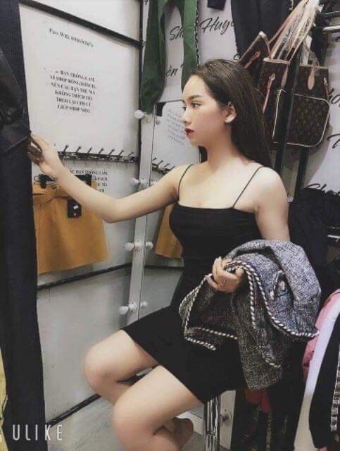 Đầm - Váy Ôm Body Hai Dây Sợi Bún Màu Đen
