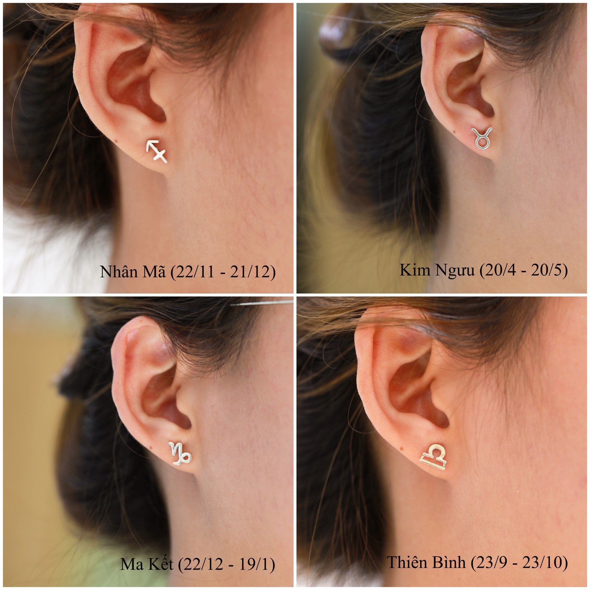 [ LAZXuhuong02 giảm 25K /199K] [HCM]Bông Tai Bạc Cao Cấp Hanada 12 Cung Hoàng Đạo