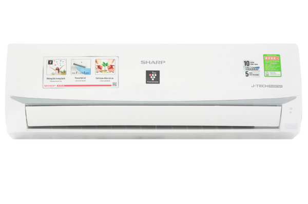 Máy lạnh Sharp Inverter 1 HP AH-XP10WMW-Tiết kiệm điện lên đến 65% nhờ công nghệ J-Tech Inverter và chế độ Eco-Công suất tiêu thụ:0.8 kW/h-Công nghệ kháng khuẩn khử mùi:Công nghệ lọc không khí Plasmacluster ion-Bảo hành 12 tháng