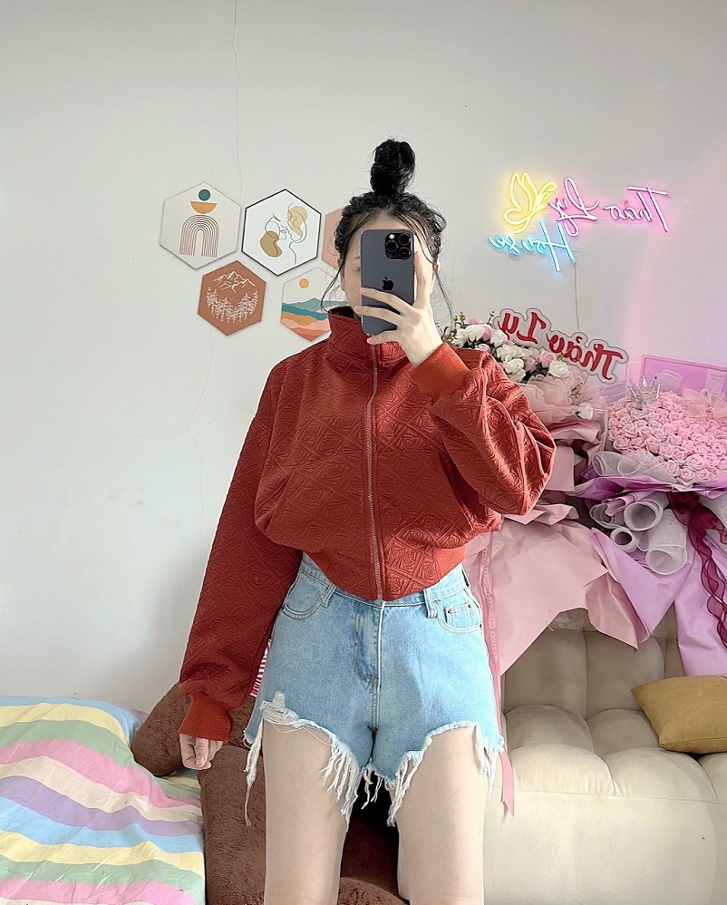 Áo khoác nữ xốp dập nổi form lửng hot hit - clitus fashion
