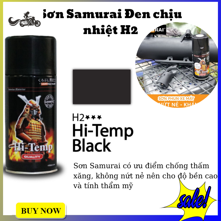Sơn Xịt Samurai Đen chịu nhiệt mã H2 (300ml)