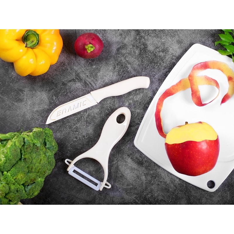 Bộ Dao Gọt Vỏ Bào Sợi Kèm Thớt Lock&Lock Cookplus CKK503WHT
