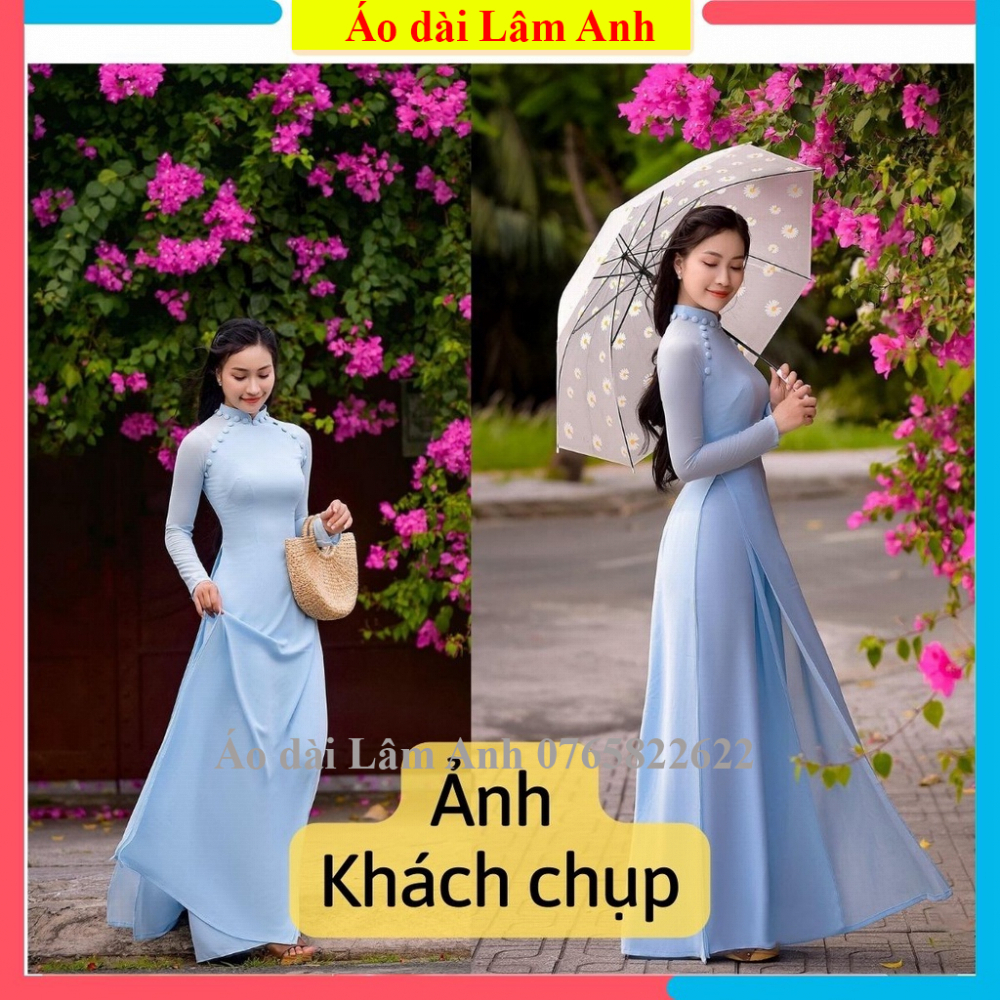 Áo Dài Truyền Thống nữ may sẵn nguyên bộ Thiết Kế Cúc Bọc 4 Tà Chất Lụa Chiffon Cao Cấp Nhiều Màu- Áo Dài nữ hiện đại 2023