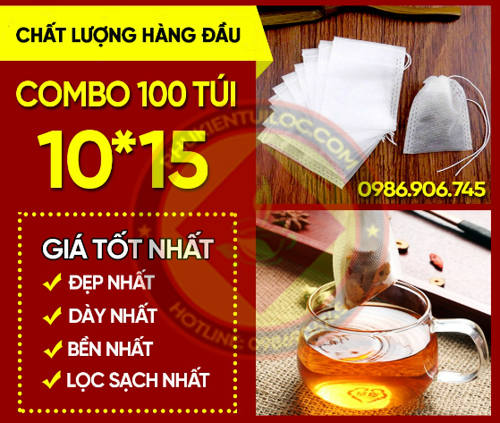 100 chiếc túi lọc trà vải không dệt kích thước 10 x 15 cm - kizota