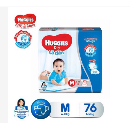[HCM]Tã dán Huggies size M 76 miếng (cho bé 6-11kg)