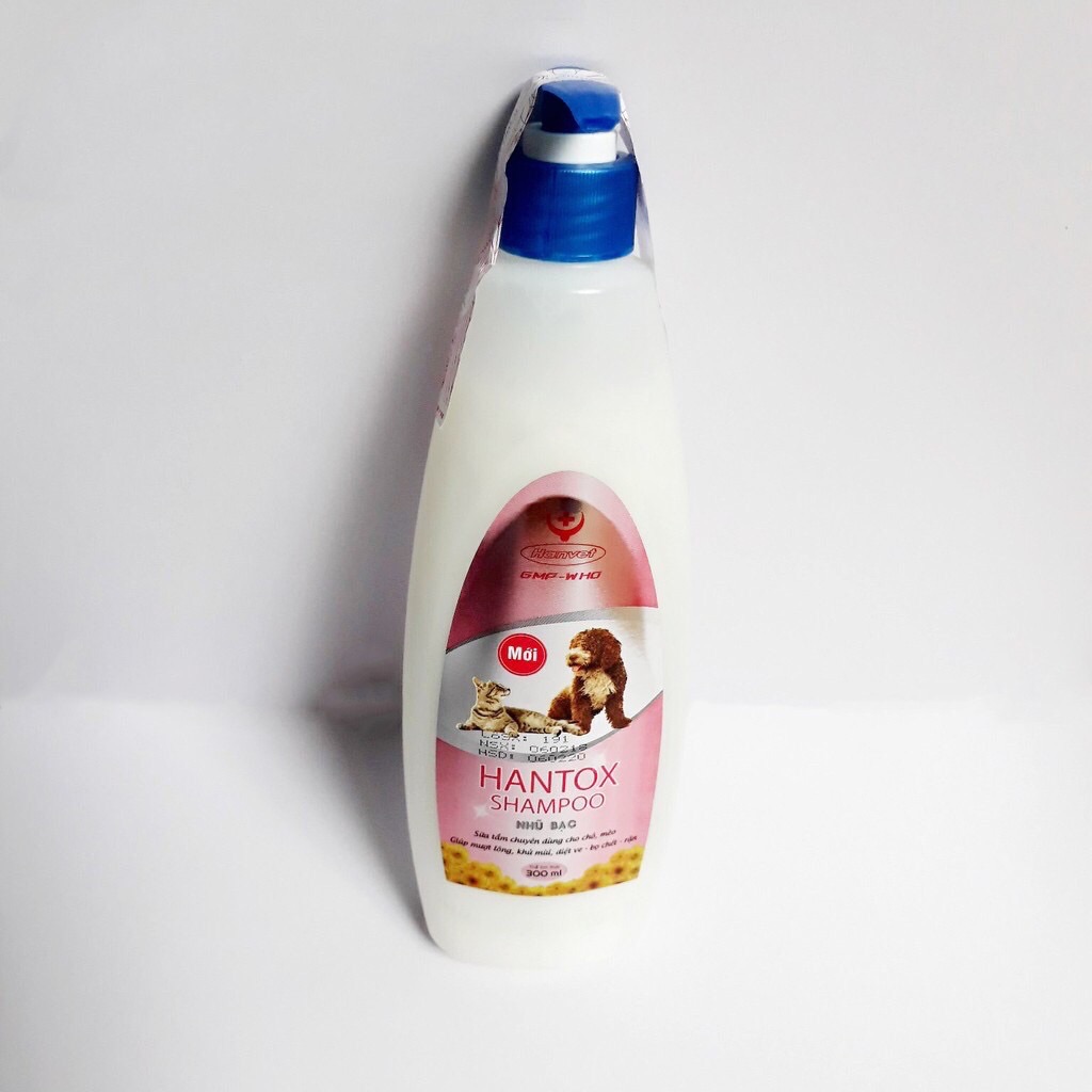 Sữa Tắm Giúp Mượt Lông Khử Mùi Diệt Ve Bọ Chét Rận Hantox Shampoo Nhũ Bạc Mới 300ml