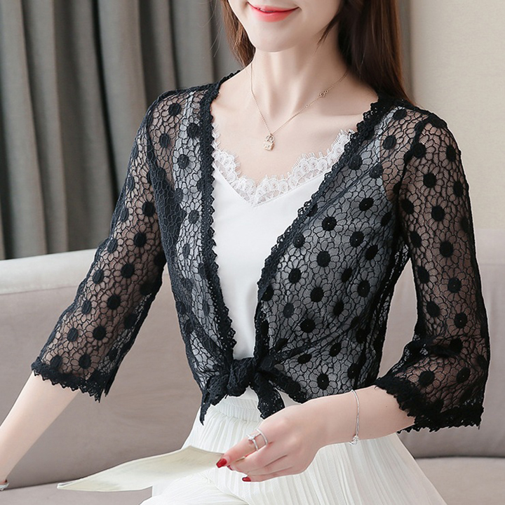 [HCM][CHẤT LƯỢNG_TRỢ SHIP] Áo khoác nữ áo khoác ren tà ngắn 13 C130 Cỏ Boutique cao cấp thoáng mát sang trọng mặc đi làm đi chơi du lịch