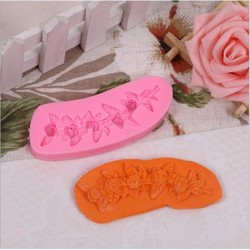 Khuôn silicon 3d làm thạch làm bánh mẫu dây 5 hoa hồng