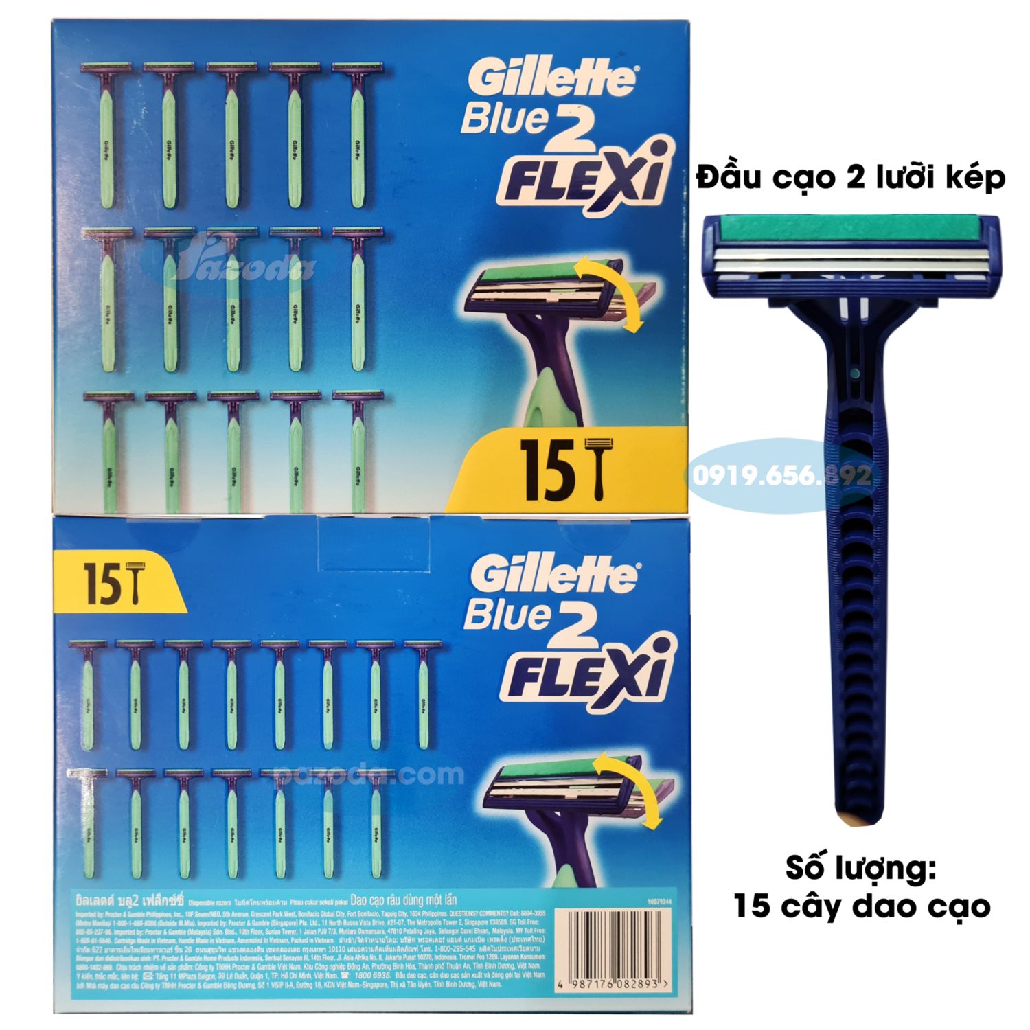 Dao cạo râu 2 lưỡi Gillette Blue 2 Flexi (dao cạo du lịch 2 lưỡi kép)