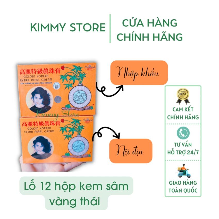 01 hộp kem trắng da sâm vàng thái 2 tem