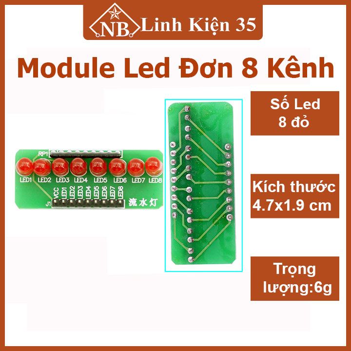 Module mạch led đơn 8 kênh màu đỏ