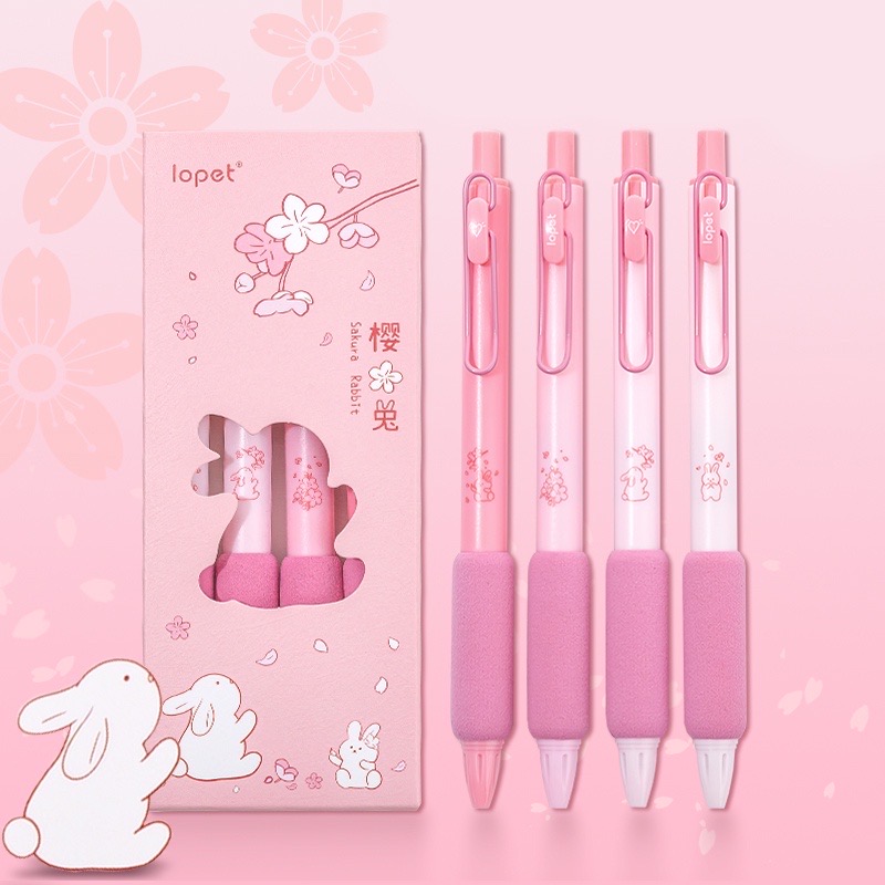 Bút gel đen LOPET RABBIT SAKURA hồng