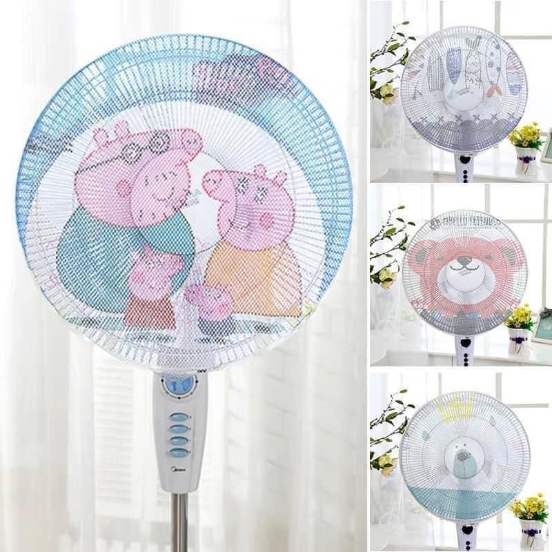 Lưới Vải Bọc Lồng Quạt Máy Có Dây Rút An Toàn Cho Bé Mẫu Hoạt Hình Dễ Thương, tấm che quạt, lưới bọc quạt, lưới vải , lưới vải bọc quạt, tấm lưới phủ lên cây quạt, tấm lưới, lưới bọc lồng quạt