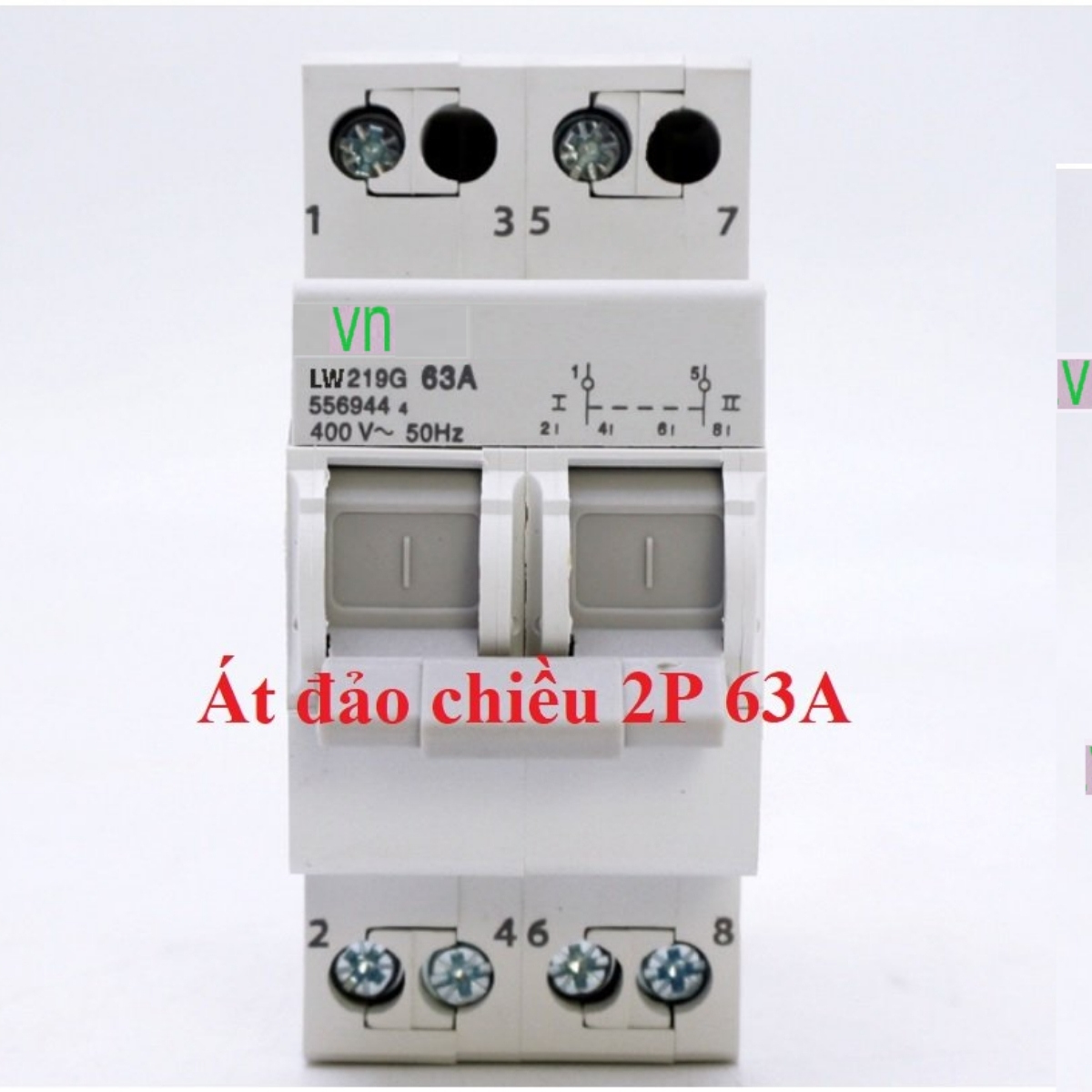 Át đảo chiều 2p 63a 220v- cầu dao đảo chiều 1 pha