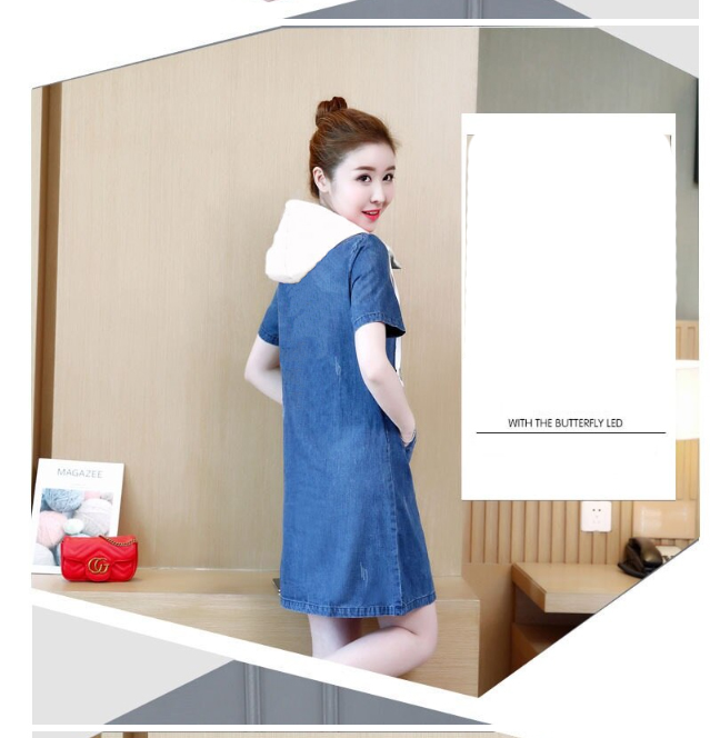 ĐẦM JEAN PHỐI NÓN  TRẮNG THỜI TRANG D703