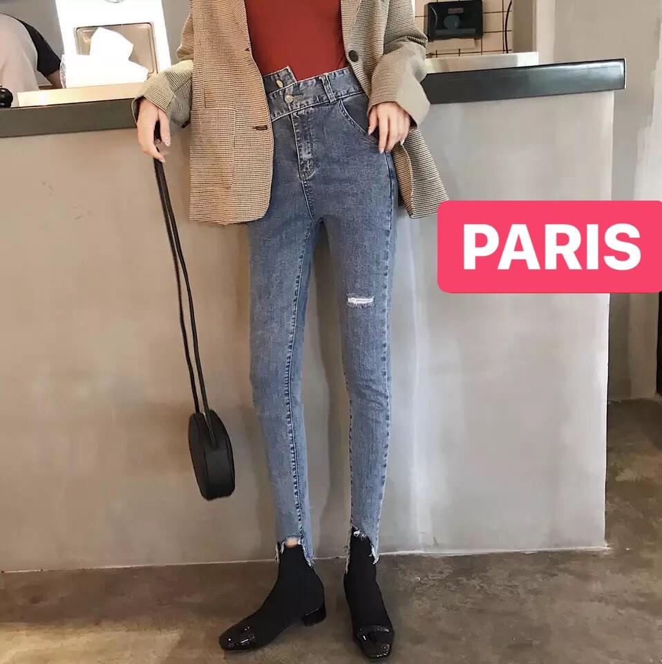 QUẦN JEAN NỮ CHẤT BÒ XANH THẮT NƠ NỊCH LƯNG CAO NÂNG MÔNG HÀN QUỐC PRCJ-589 CAO CẤP - PARIS FASHION
