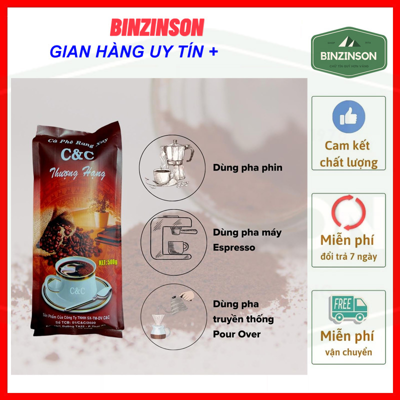 Cà phê rang xay thượng hạng bịch đại 500gram - BINZINSON