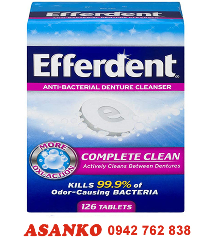 [HCM][USA Date 2023] Viên sủi ngâm răng hàm giả 126 viên. Efferdent Complete Clean Anti-Bacterial Denture Cleanser 126 Tablets