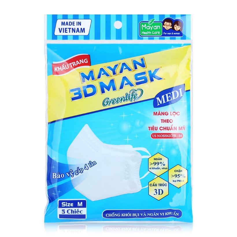 Khẩu Trang Y Tế Mayan 3D Mask Gói 5 Cái