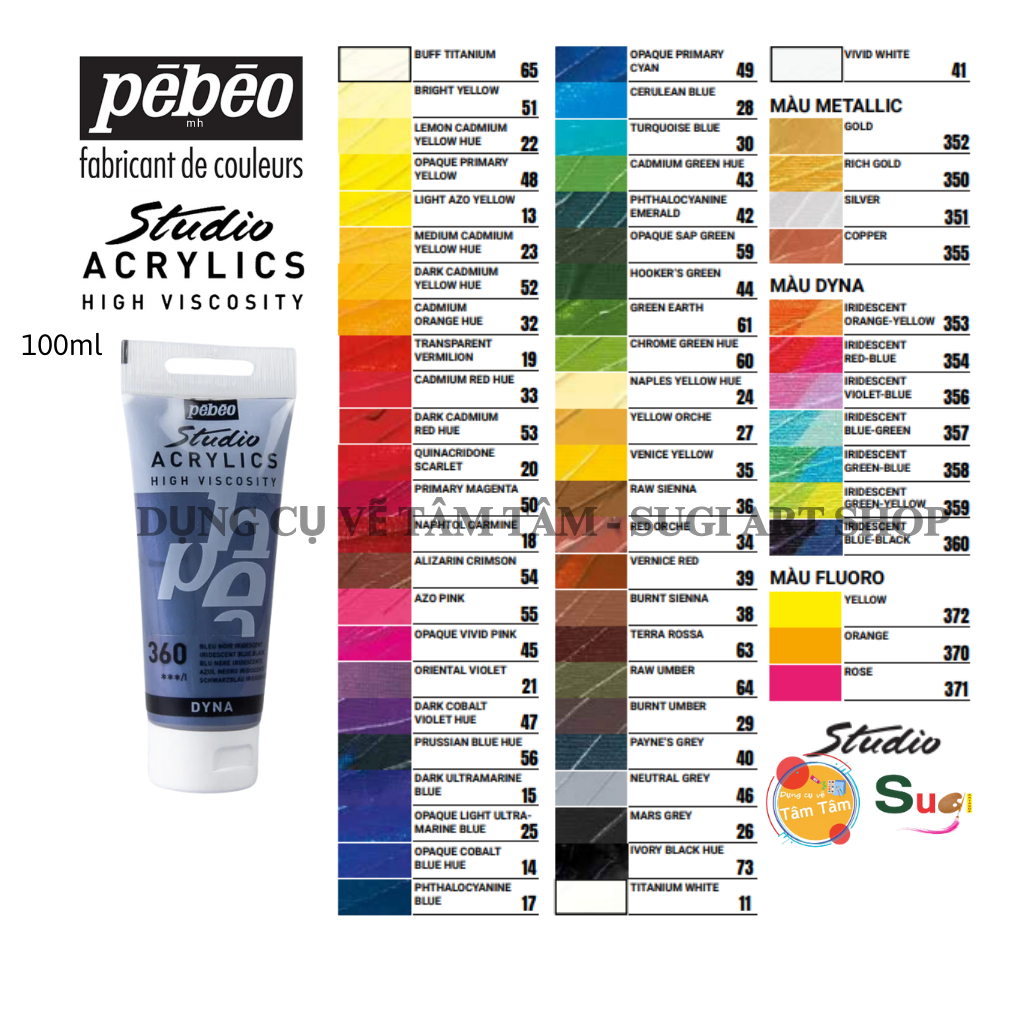 [ TÂM TÂM ] - Màu acrylic Pebeo 100ml, studio acrylics Pebeo 100ml