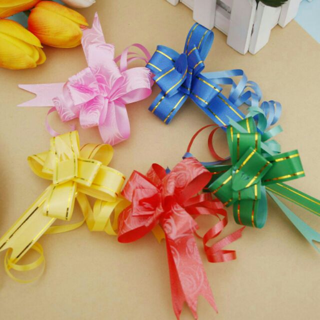 Dây nơ rút hộp quà 10 cái cánh 5cm