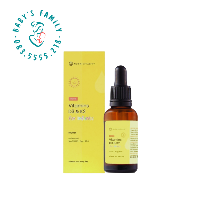 Vitamin D3 K2 MK7 Nutrivitality của Anh quốc ( D3K2 / D3&K2 MK7 )