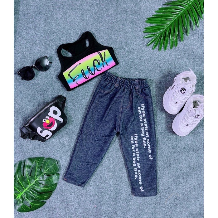 Set Áo Balo Quần Jean Thun Co Dãn HipHop