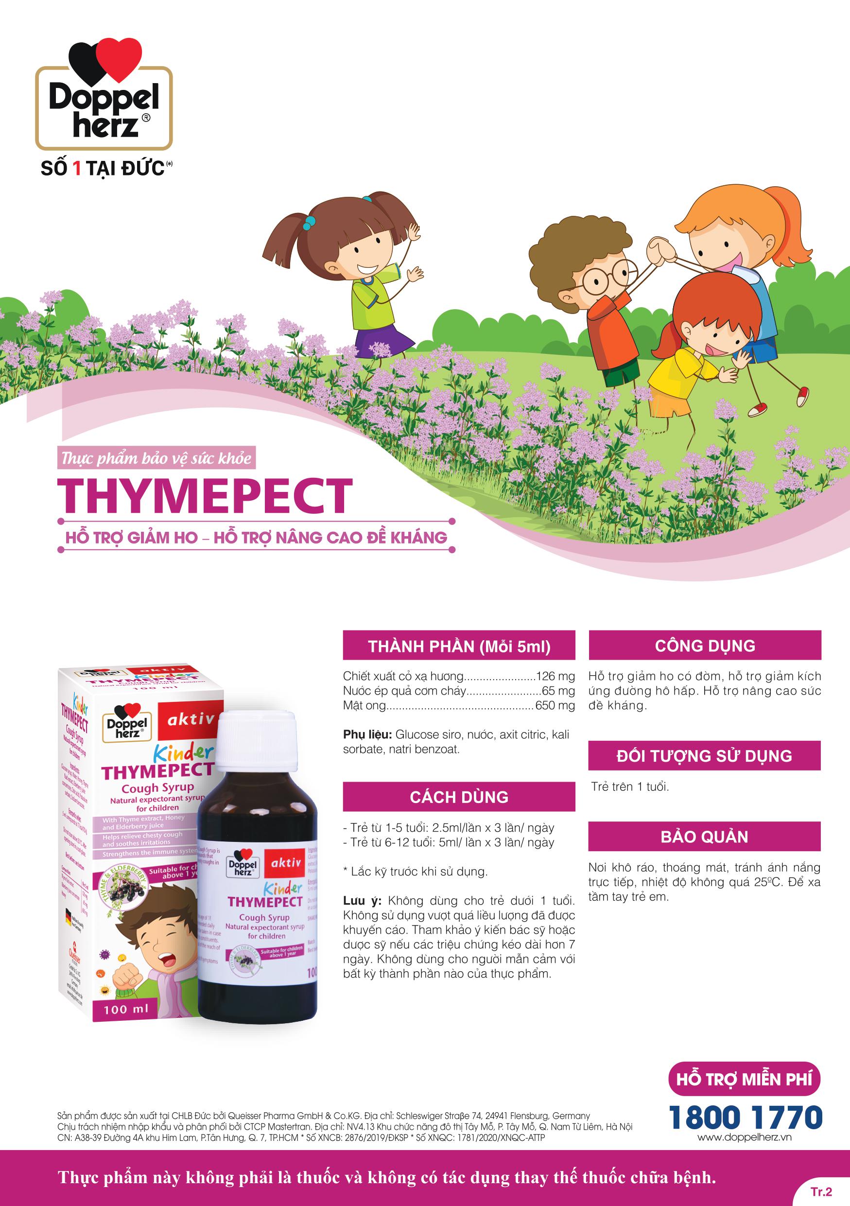 Siro ho cho bé Doppelherz Kinder Thymepect Cough Syrup (Chai 100ml)