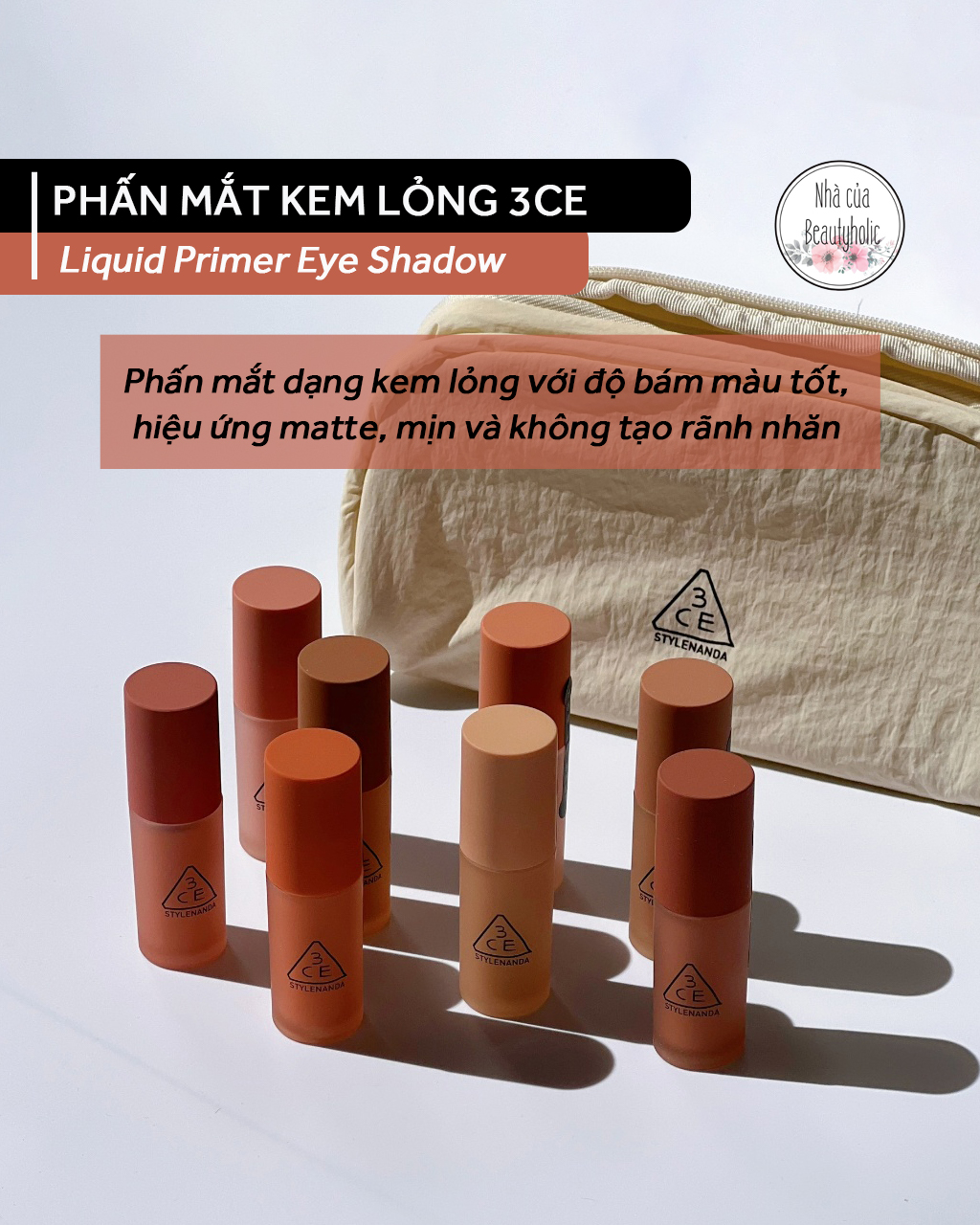 [Nhacuabeautyholic] Phấn mắt dạng kem 3CE LIQUID PRIMER EYE SHADOW