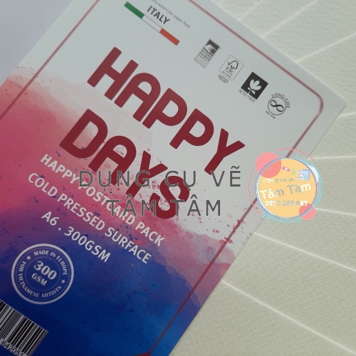 -Giấy Happy day A6, giấy canson 300gsm a6 Happy -