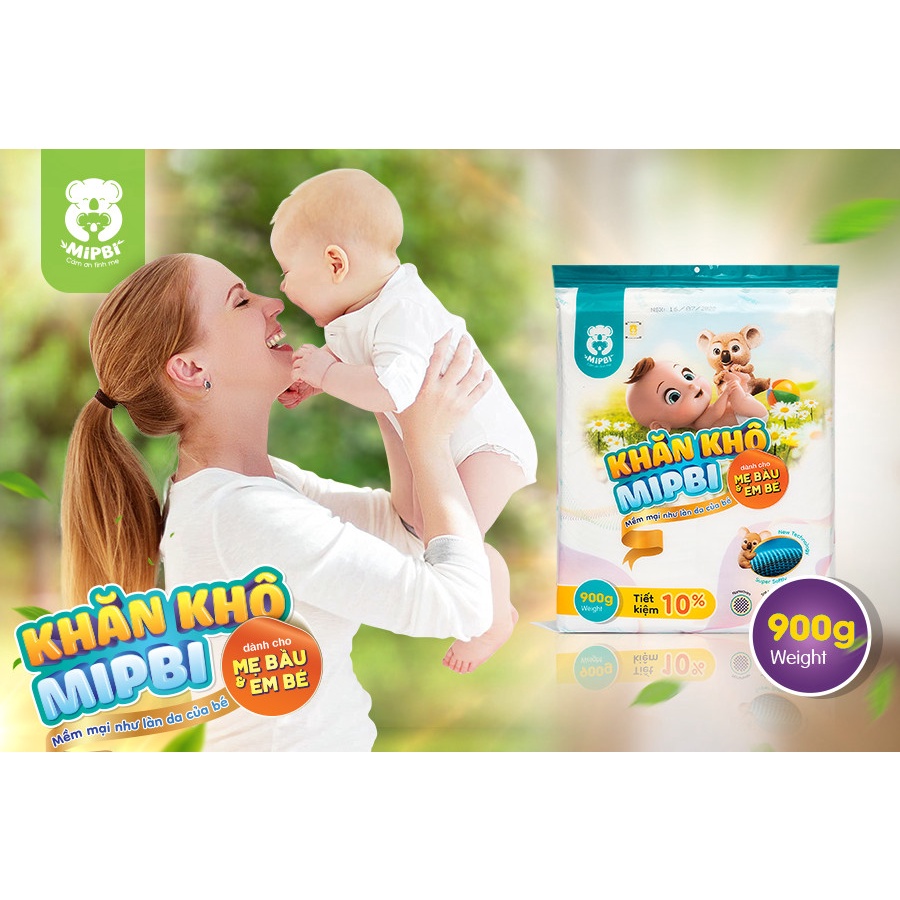 Khăn khô Mipbi chính hãng ( 900g/600g/300g ) đa năng dành cho bé