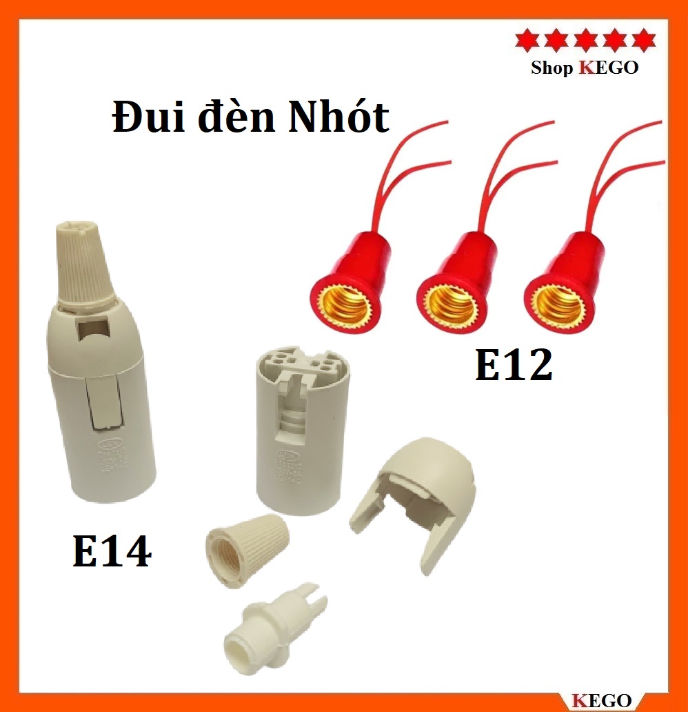Đui đèn E12, E14 đuôi xoáy dùng cho bóng quả nhót