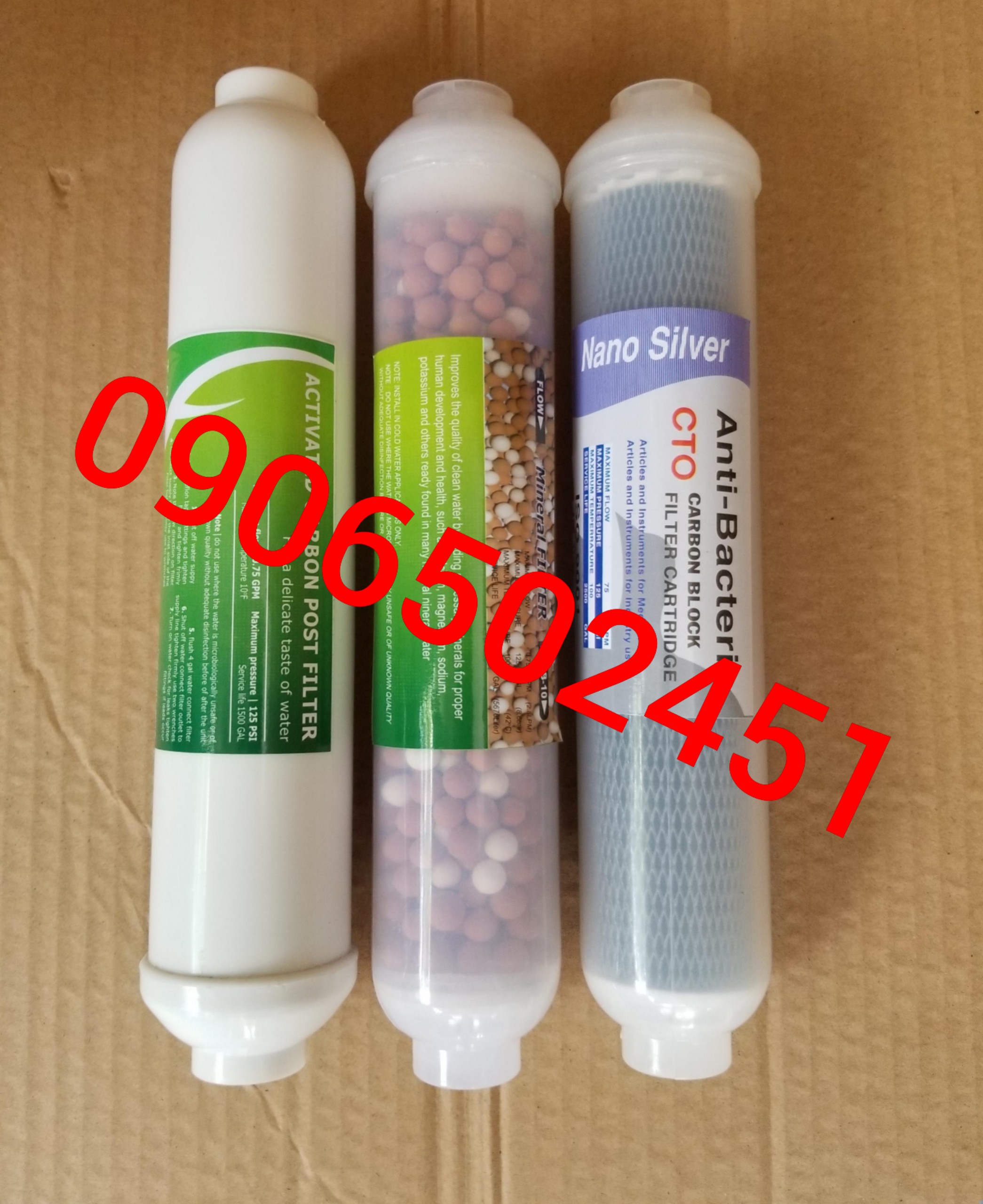 ( Ảnh thật) Bộ 3 Lõi lọc nước số 5 6 7 (T33 CW- BIO - NANO SILVER)  dùng cho máy RO