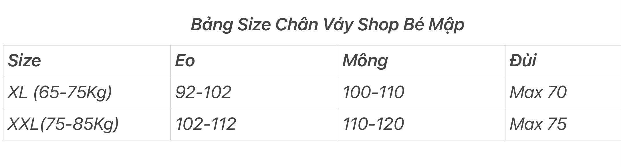 Chân Váy Body Lai Bèo BigSize 65-85Kg [Hình Thật Chính Chủ]