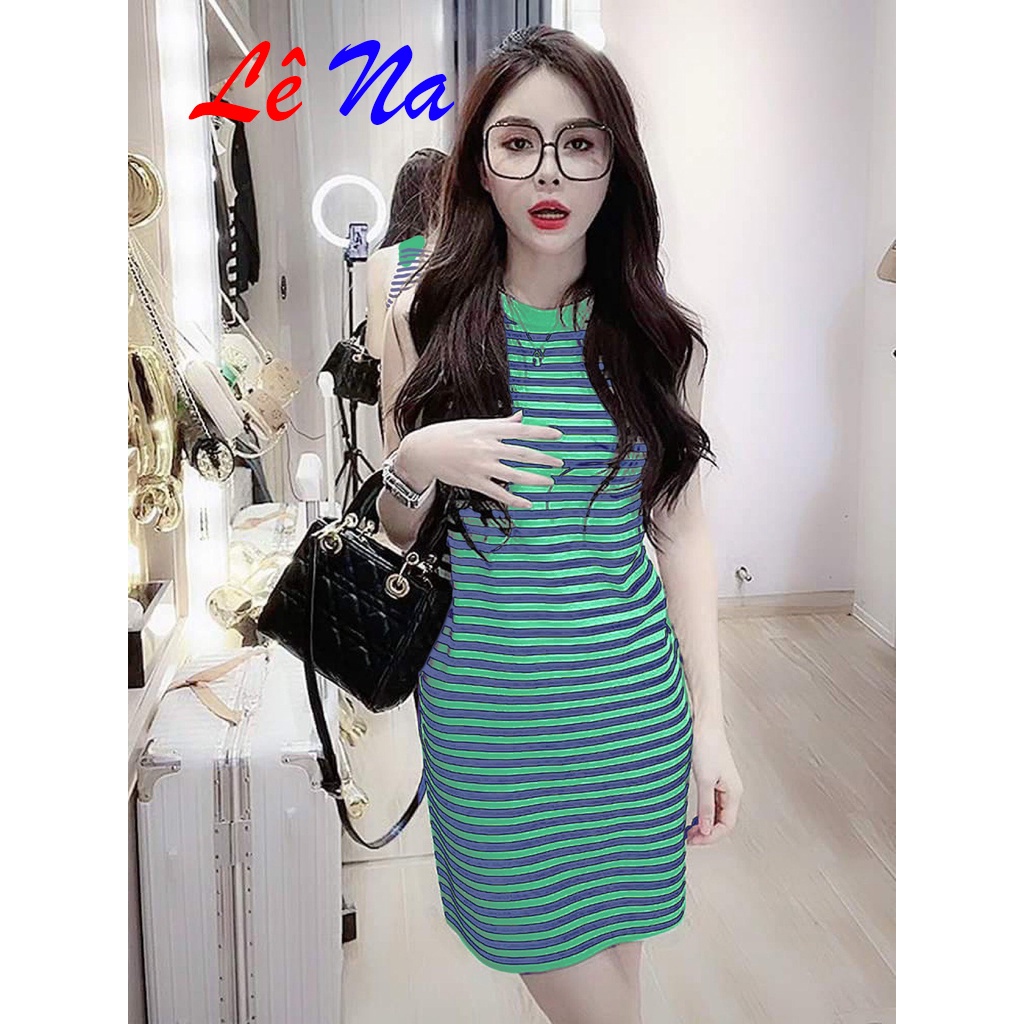 [Nhập LAZFASHION32 - giảm 60K] Đầm Váy Sọc Kẻ Ngang Cotton Lạnh SV37