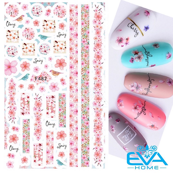 [HCM]Miếng Dán Móng Tay 3D Nail Sticker Tráng Trí Hoạ Tiết Bông Hoa F482