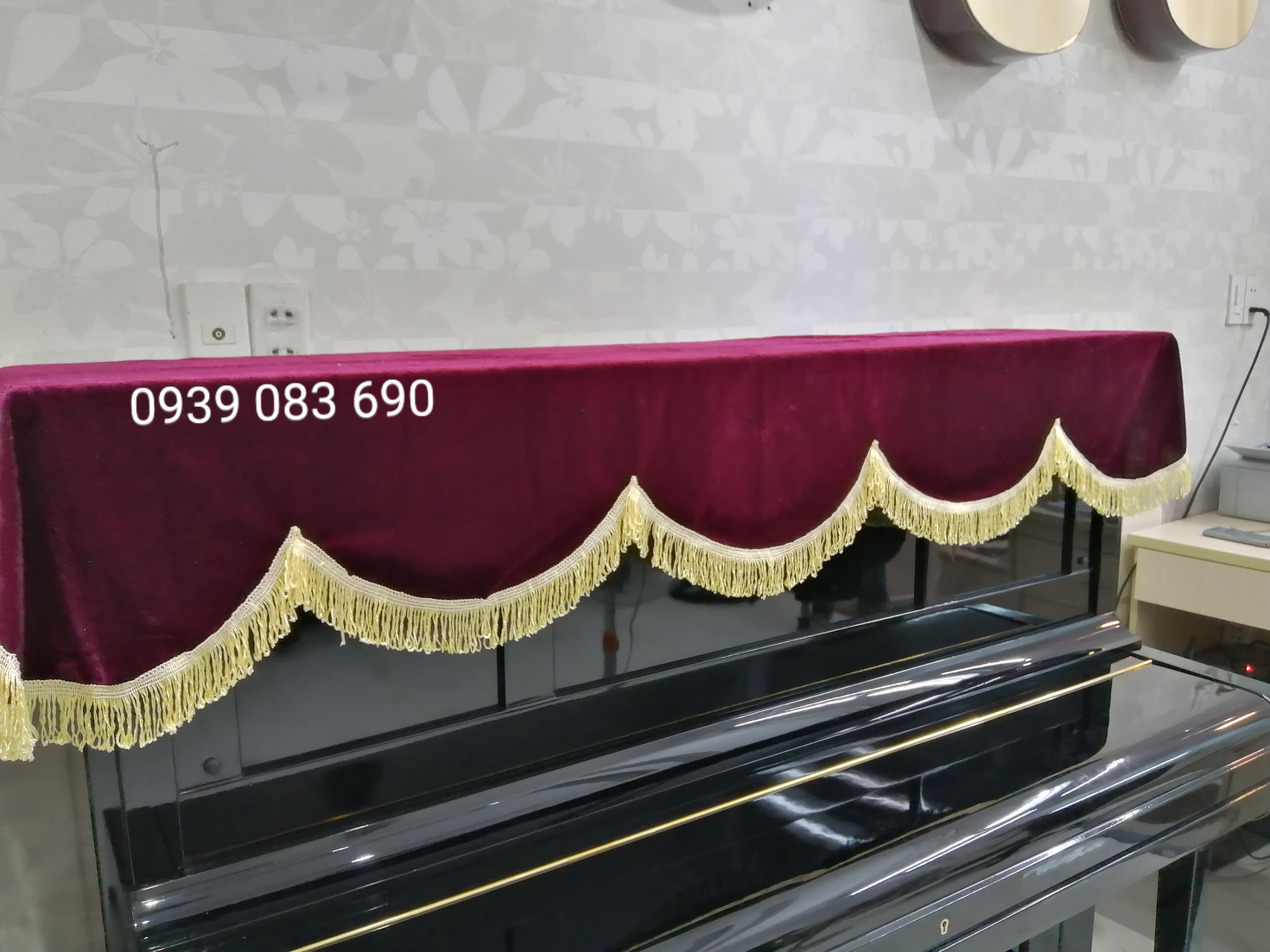 [HCM]KHĂN PHỦ ĐÀN PIANO NHUNG ĐỎ ĐÔ DÀY ĐẸP
