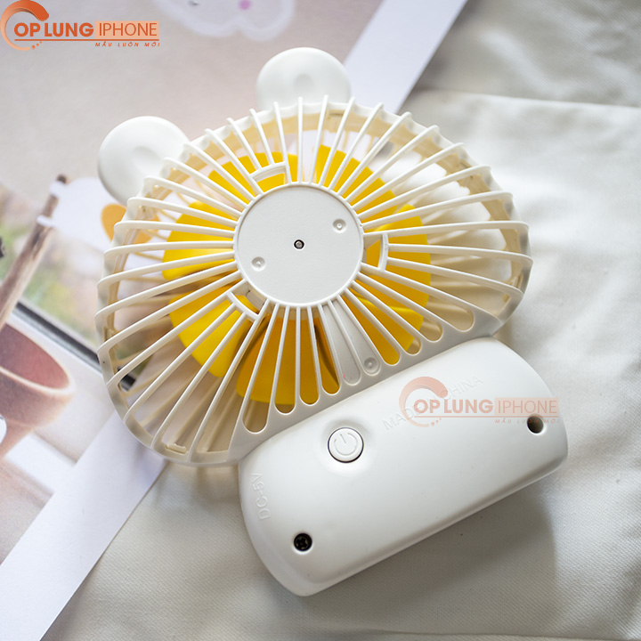 Quạt Mini Cầm Tay Hình Gấu Kèm LED