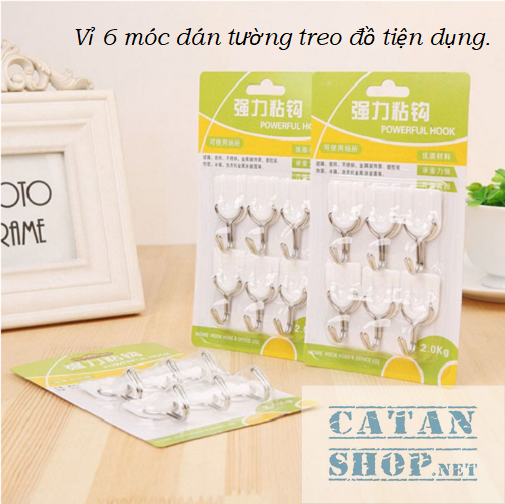 [HCM]Vỉ 6 móc dán tường siêu chịu lực sản phẩm vô cùng tiện dụng GD324-Vi6Moc