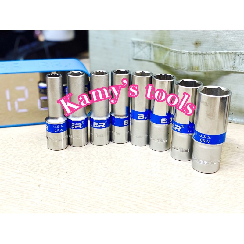 [HCM]Bộ đầu tuýp đầu khẩu dài lỗ 1/2” Barker 1012131415171922mm 8 cái/bộ