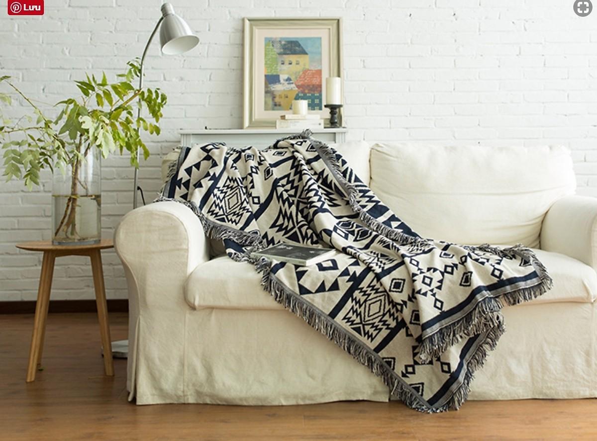 THẢM VINTAGE, THẢM THỔ CẨM TRẮNG ĐEN NHẬP KHẨU