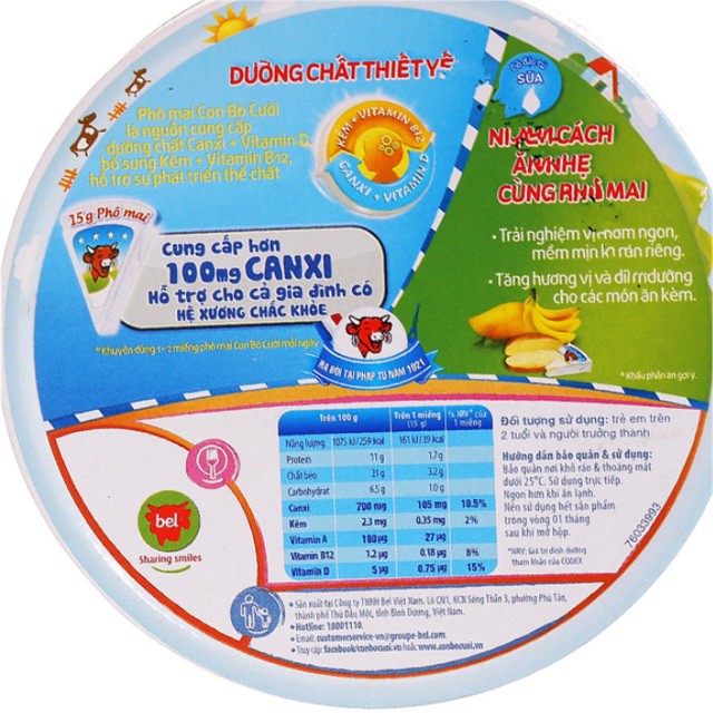 Phô mai Con Bò Cười 8 miếng 112g