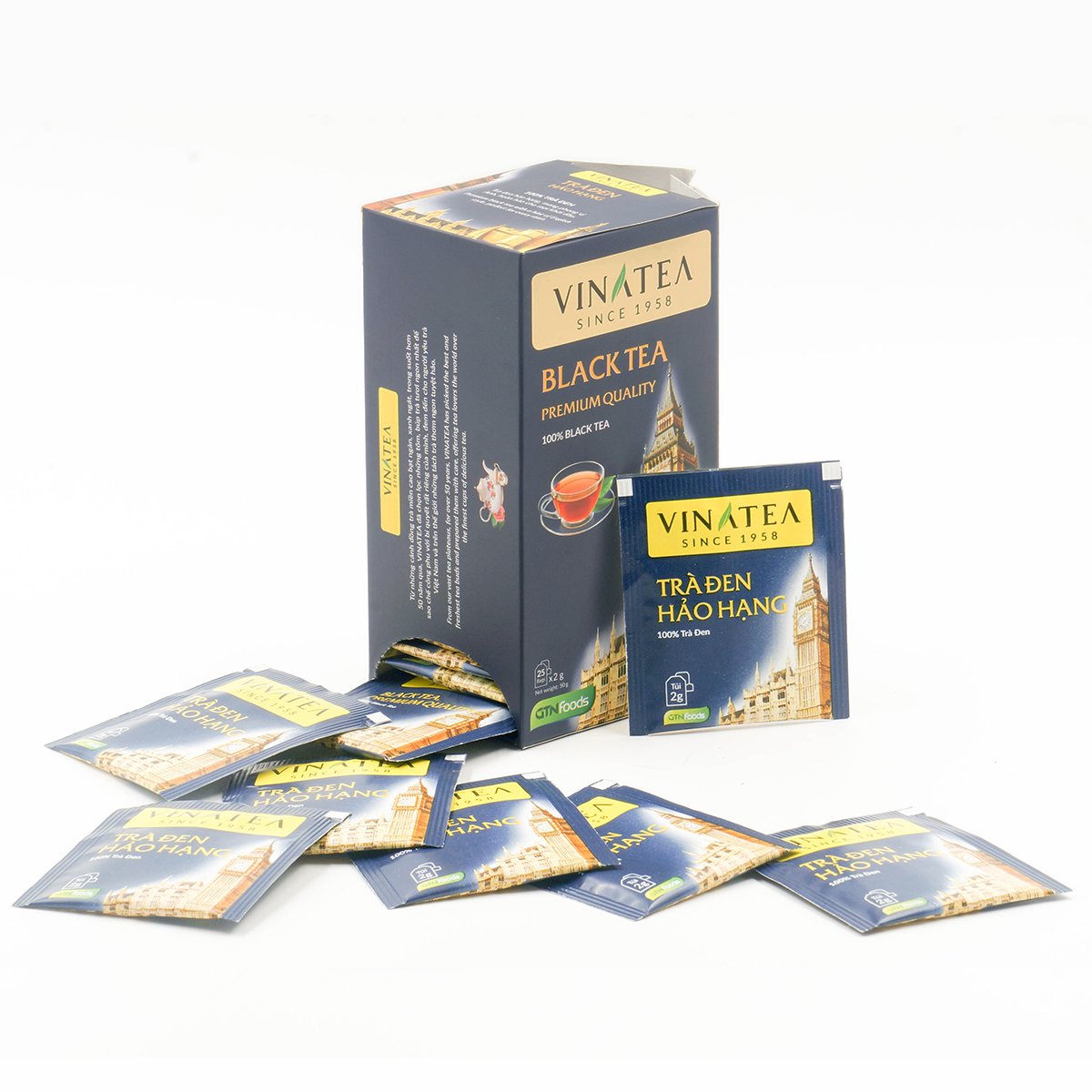 [HCM]Trà Đen Hảo Hạng Vinatea hộp 50g (25 gói x 2g)